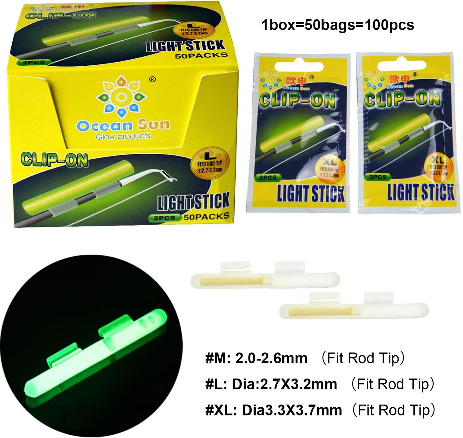 Glow Stick Fishing Tip Lights 10 Pack Fish Night Light Sticks
