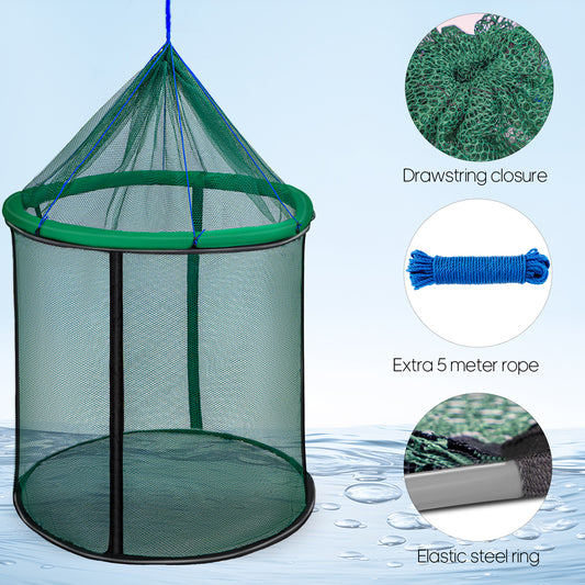 THKFISH Foldable Large Floating Fish Basket Fishing Net for Live Fish