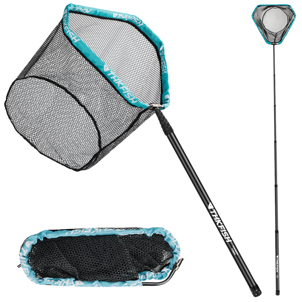 THKFISH Portable Telescopic Carbon Fiber Fishing Landing Net
