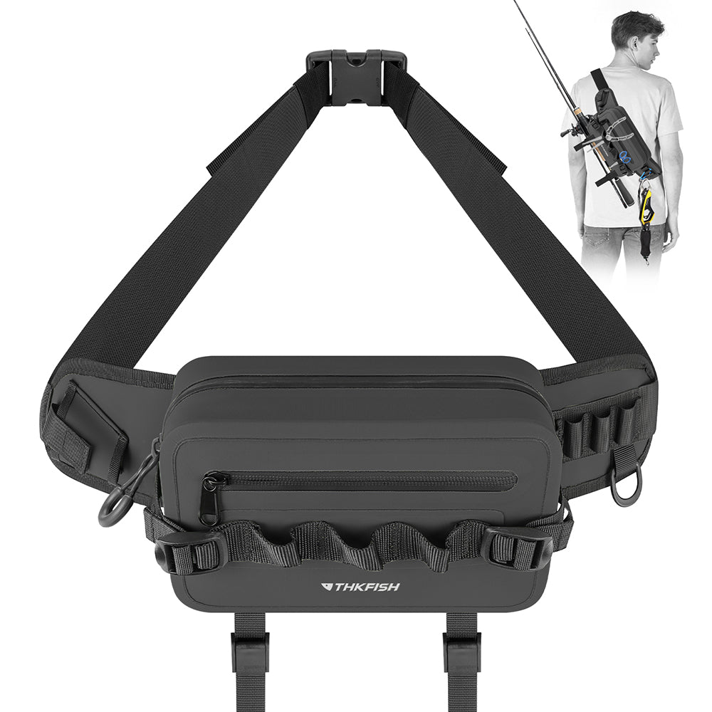 THKFISH Waterproof Flying Fishing Tackle Waist Bag with Rod Holders