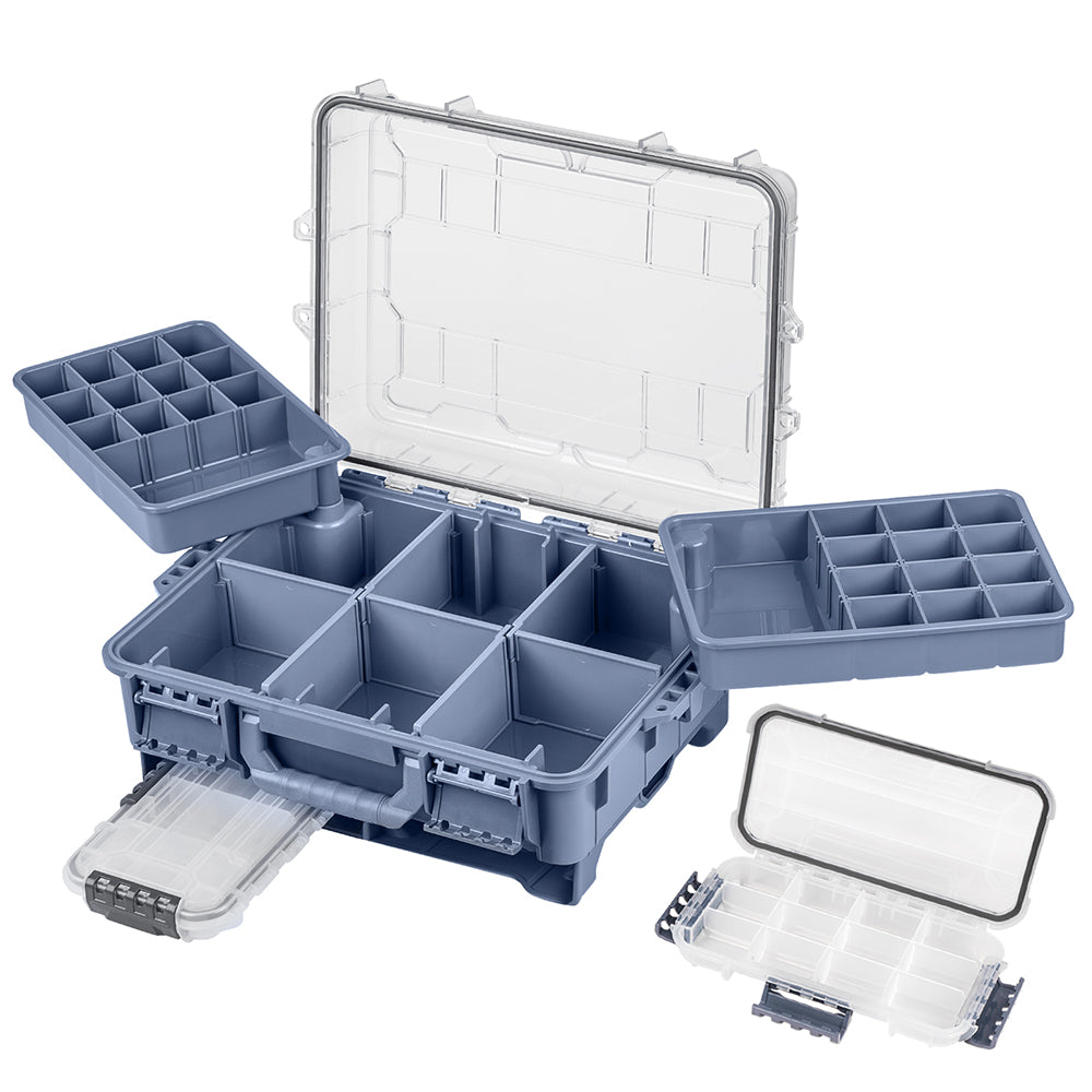 THKFISH Waterproof Fishing Tackle Box with 3500 Fishing Gear Box, Blue