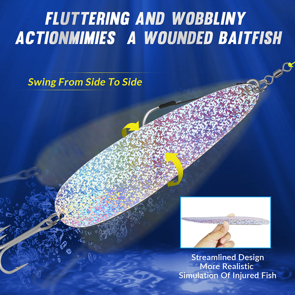 bulk flutter fish lure THKFISH 2pcs Magnum Flutter Spoon – Large Saltwater Fishing Lures with Hooks