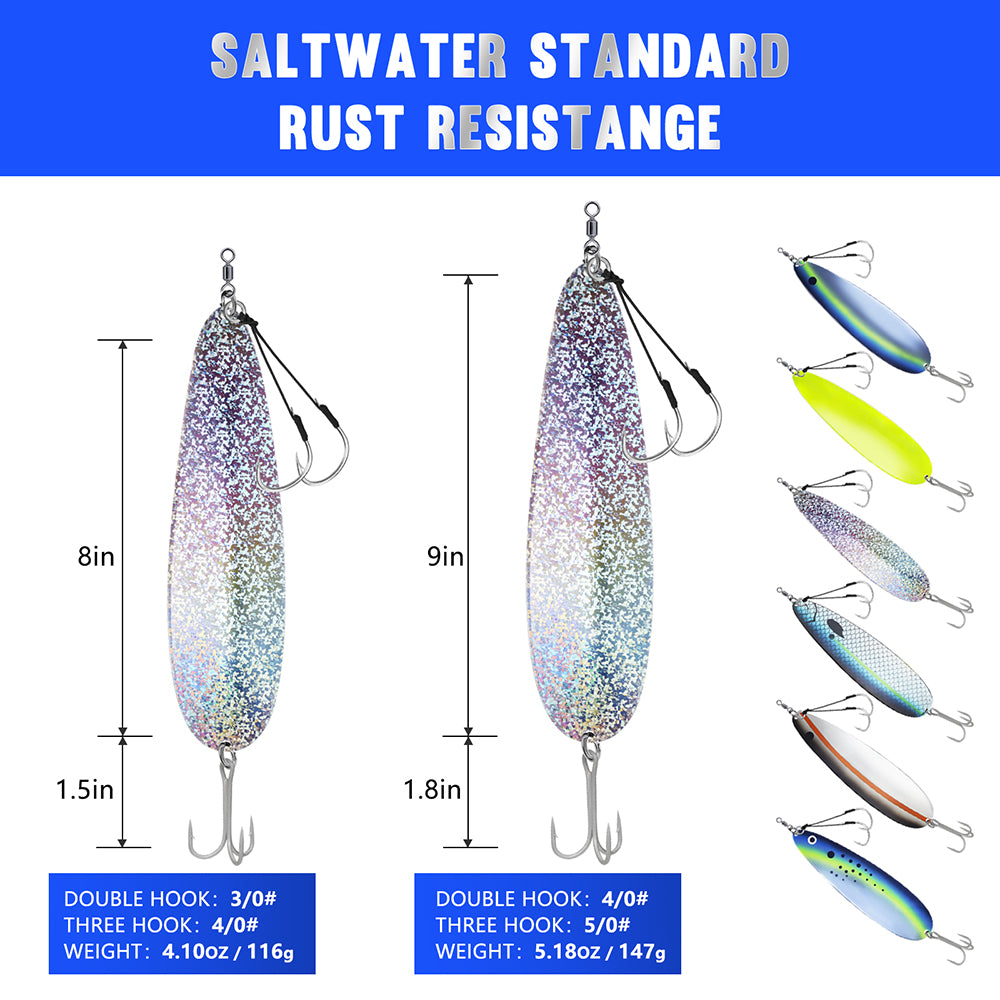 cricket double spoon fishing lure THKFISH 2pcs Magnum Flutter Spoon – Large Saltwater Fishing Lures with Hooks